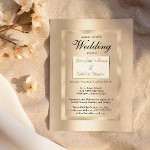 Luxuriöse Champagner-Glamour Hochzeit Einladung