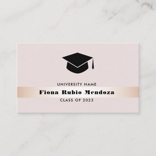 Luxuriöse Chic Rose Gold Graduation Cap Name Beila Visitenkarte (Vorderseite)