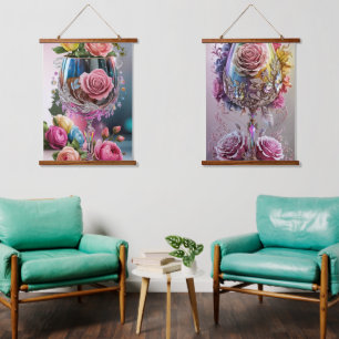 Luxuriöse Crystal Watercolor Wandteppich Mit Holzrahmen