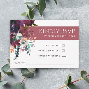 Luxuriöse Deep Rose Elegant Floral Wedding RSVP