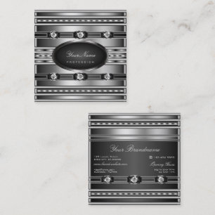 Luxuriöse dekorative Silber-Schwarz-Diamanten Quadratische Visitenkarte