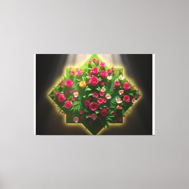 Luxuriöse digitale Kunst der Rose und exotische Bl Leinwanddruck (Vorderseite)