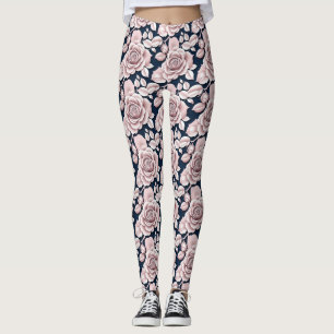 Luxuriöse dunkelblaue Rosen mit weißen Details Leggings