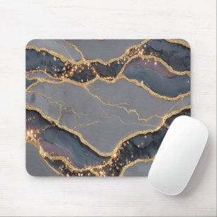 Luxuriöse dunkelgraue Marmortextur mit goldenen Ad Mousepad