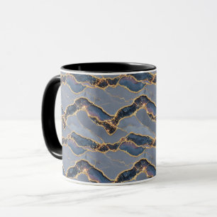 Luxuriöse dunkelgraue Marmortextur mit goldenen Ad Tasse
