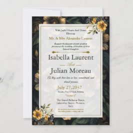 Luxuriöse dunkle florale elegante Hochzeits-Einlad Einladung
