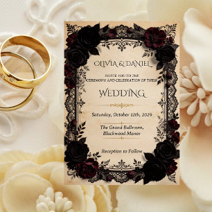 Luxuriöse dunkle Romantik Schwarze Spitze viktoria Einladung