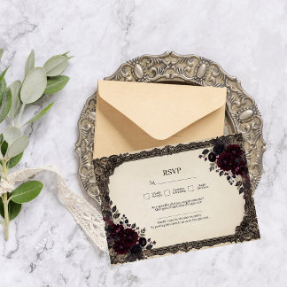 Luxuriöse dunkle Rosen gotische viktorianische Hoc RSVP Karte