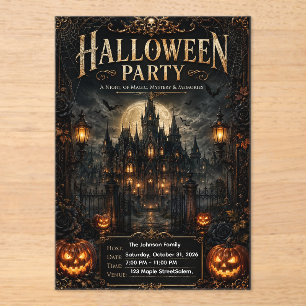 Luxuriöse, editierbare gothische Halloween-Party-E Acryleinladungen