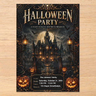 Luxuriöse, editierbare gothische Halloween-Party-E Acryleinladungen
