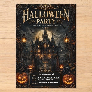 Luxuriöse, editierbare gothische Halloween-Party-E Acryleinladungen