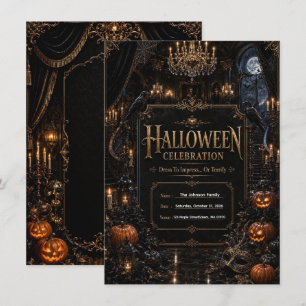 Luxuriöse, editierbare gothische Halloween-Party-E Einladung