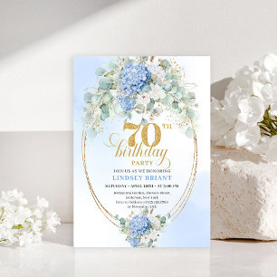 Luxuriöse Einladung zum 70. Geburtstag mit blauer