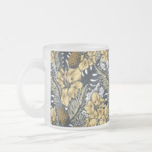Luxuriöse Elegange Gold N'Black Tropical Blume Mattglastasse
