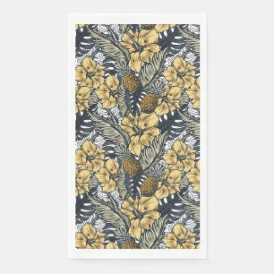 Luxuriöse Elegange Gold N'Black Tropical Blume Serviette