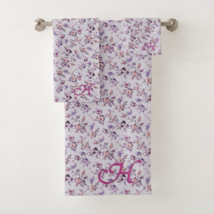 Luxuriöse Elegant Floral (A-Z) Badetuch Set