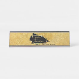 Luxuriöse Elegant Gold Glitzer Marmorschrift Schreibtischnamensplakette