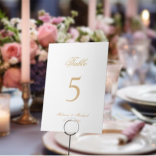 Luxuriöse Elegant Gold Script Calligraphy Wedding Tischnummer