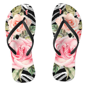 Luxuriöse Elegant Pink Tiger Floral Rose Flip Flop