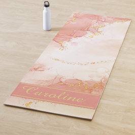 Luxuriöse Elegant Rosa Gold Marmordekor Name Yogamatte
