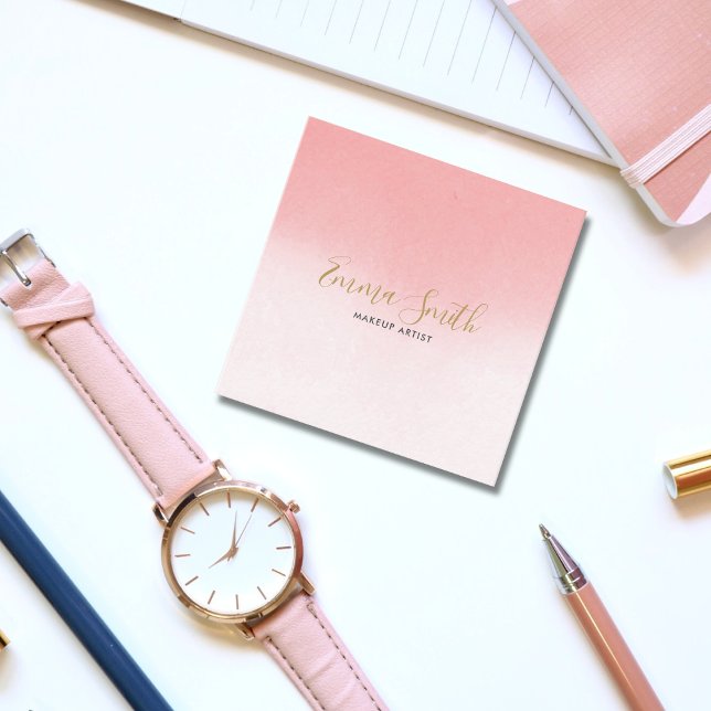 Luxuriöse Elegant Rosa Wasserfarbe Quadratische Visitenkarte (Luxurious Elegant Pink Watercolor Square Business Card)