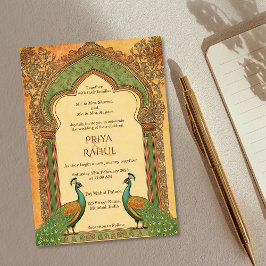 Luxuriöse Elegant Vintag Gold Peacock Indian Weddi Einladung