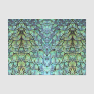 Luxuriöse Elegante Aquamarine Pfauenbackfedern Seidenpapier