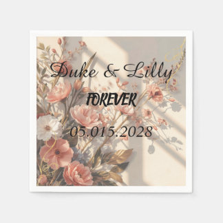 Luxuriöse elegante botanische Hochzeitsserviette Serviette