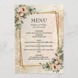 Luxuriöse Elegante Garden Blume Hochzeit Menükarte