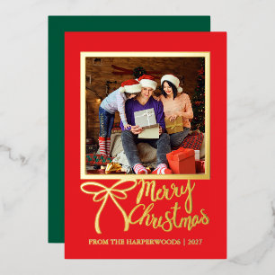 Luxuriöse elegante goldene Schrift Weihnachtsfamil Folien Feiertagskarte