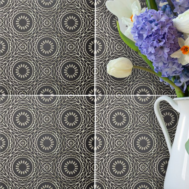 Luxuriöse elegante Imitate Gold und Black Arabesqu Fliese (Von Creator hochgeladen)