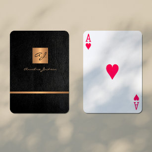 Luxuriöse elegante Schwarz und Gold mit Monogramm  Spielkarten