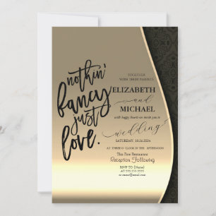 Luxuriöse elegante schwarze Damast-Gold-Hochzeit Einladung