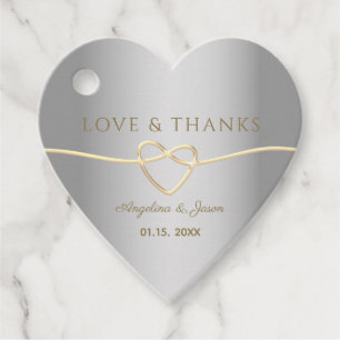 Luxuriöse elegante silberne Hochzeits-Dankeskarten Geschenkanhänger