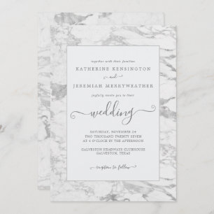 Luxuriöse Elegante Silver Foil Marmor Hochzeit Einladung