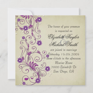 Luxuriöse Elegante Vintage Swirl Blumenzwiese Einl Einladung