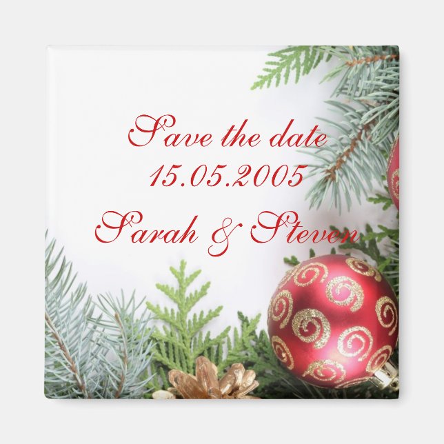 Luxuriöse Elegante Weihnachten Save the Date Magnet (Vorne)