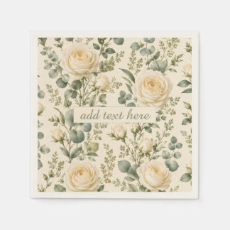 Luxuriöse Elfenbein-Rose und Salbei-Eukalyptus-Hoc Serviette