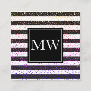 Luxuriöse farbenfrohe Flecken Monogramm Schwarz We Quadratische Visitenkarte