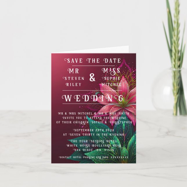 Luxuriöse Floral Wedding Invitation Suite Einladung (Vorderseite)