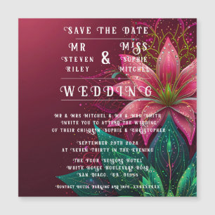Luxuriöse Floral Wedding Invitation Suite Magneteinladung