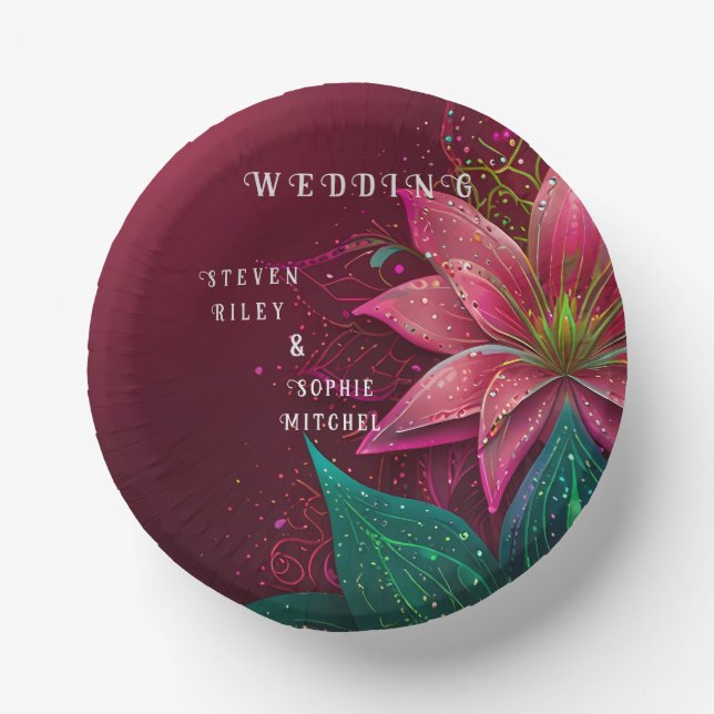 Luxuriöse Floral Wedding Invitation Suite Pappteller (Vorderseite)