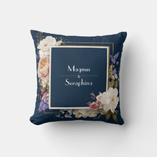 Luxuriöse florale marineblaue goldene geometrische kissen