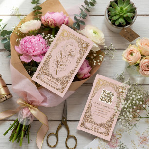 Luxuriöse Florale Rosa Goldene Botanische Markenbi Visitenkarte