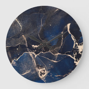 Luxuriöse Fluid Art: Abstrakte Alkohol-Tinte Große Wanduhr