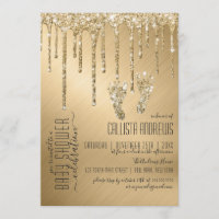 Luxuriöse Funkelnd Gold Glitzer Tropfen Foot Baby 