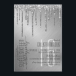 Luxuriöse Funkelnd Silver Glitzer Tropfen Sweet 16 Einladung<br><div class="desc">Dieses elegante und luxuriöse 16 . Geburtstag Geburtstagsfest lädt zu einem glamourösen Event ein. Es verfügt über Imitate, die auf funkelnd silbernen Glitzer-Tropfen auf silber gebürstetem metallischem Hintergrund gedruckt wurden. Es ist ein modernes, elegantes und hübsches Design mit einem Hollywood-Ambiente. ***WICHTIGE HINWEIS FÜR DESIGN: Für individuelle Designanfragen, wie z.B. passende...</div>