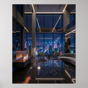 Luxuriöse futuristische Penthouse-Aussicht Poster