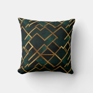 Luxuriöse Geometric Gold und Emerald Kissen