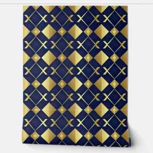 Luxuriöse Geometrie aus Gold und Navy Tapete